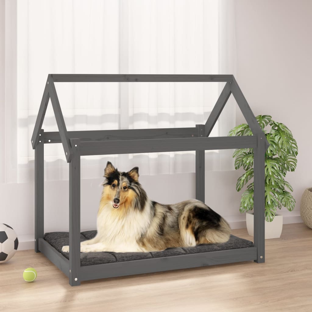 Dog Bed Grey 101x70x90 cm Solid Wood Pine - Unbeatable Bargains