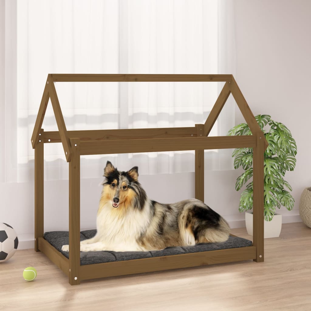 Dog Bed Honey Brown 101x70x90 cm Solid Wood Pine - Brittle & Co