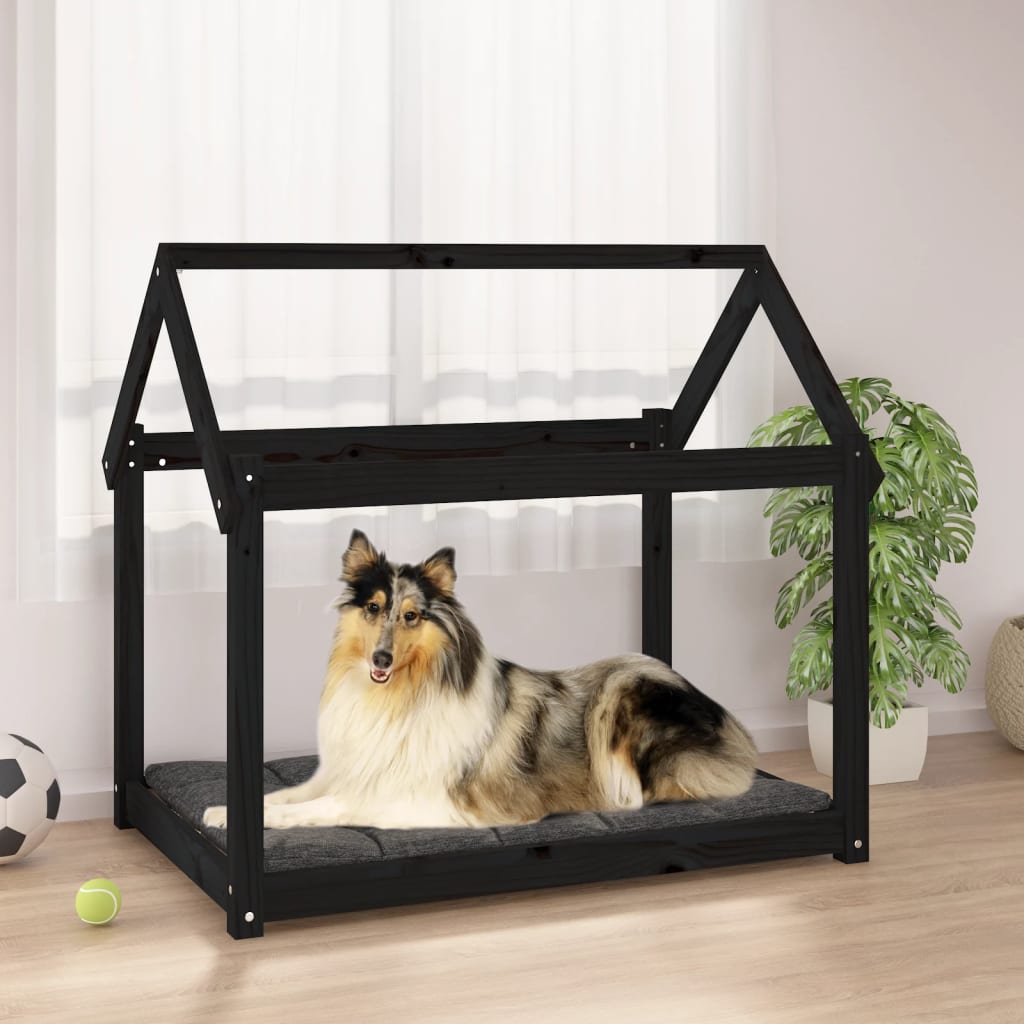 Dog Bed Black 101x70x90 cm Solid Wood Pine - Unbeatable Bargains