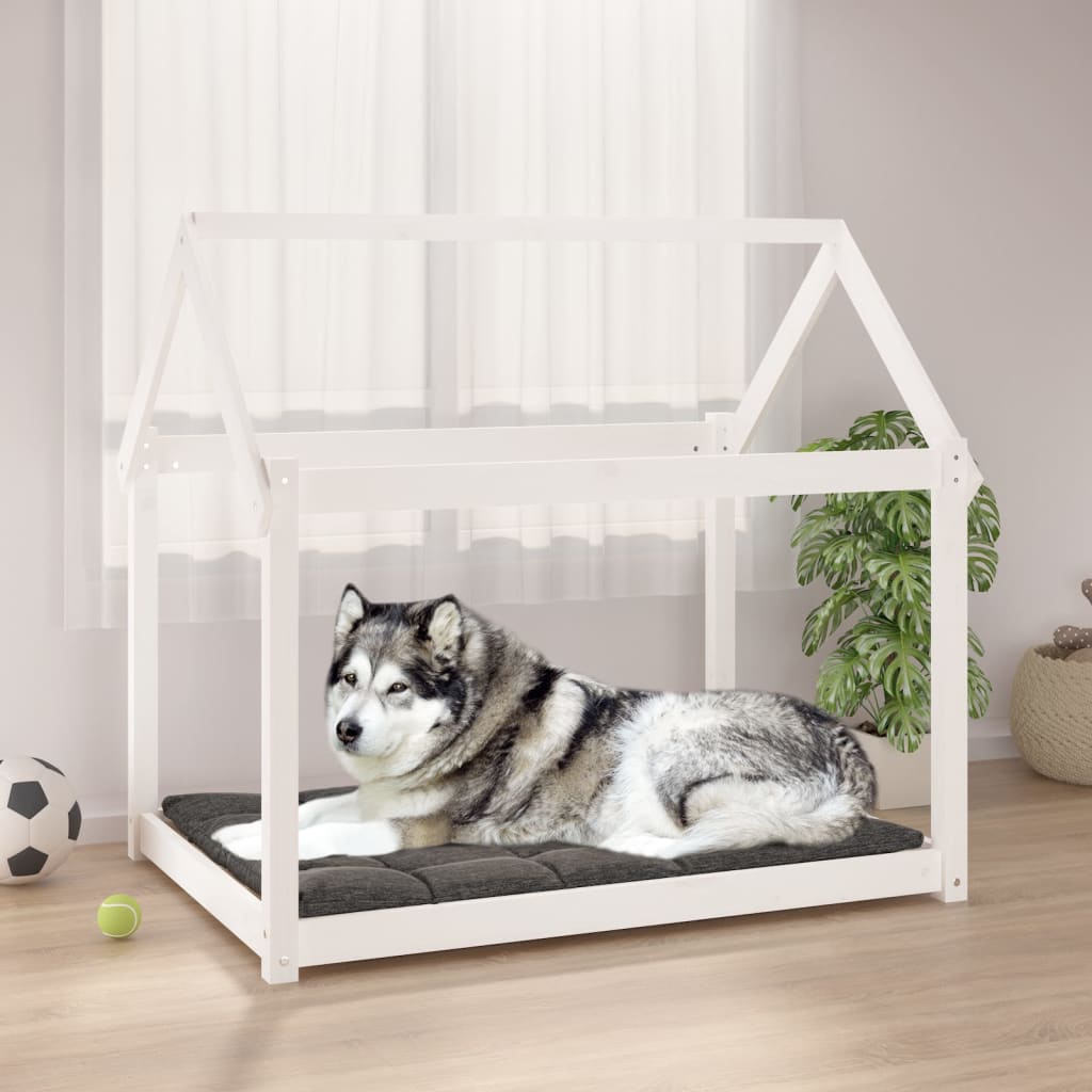 Dog Bed White 111x80x100 cm Solid Wood Pine - R and M Furniture