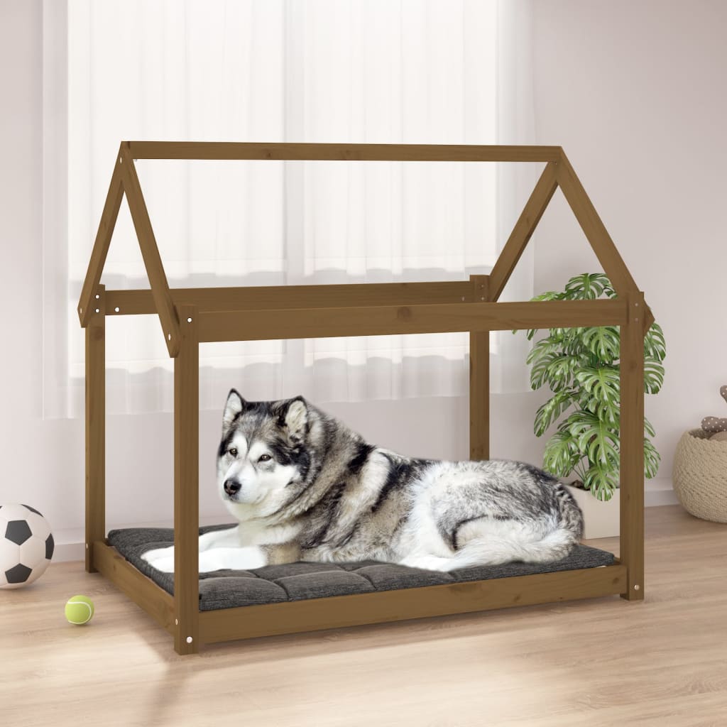 Dog Bed Honey Brown 111x80x100 cm Solid Wood Pine - Brittle & Co
