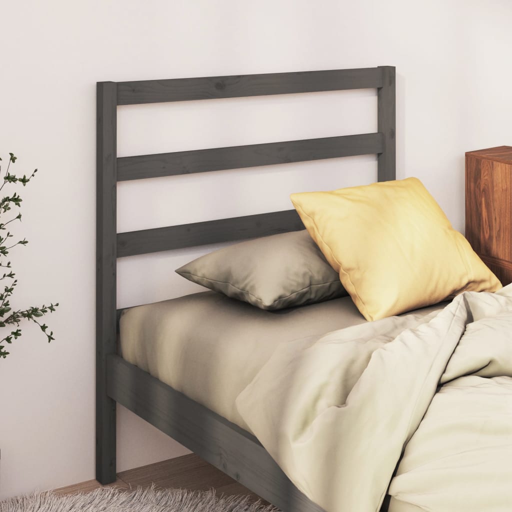 Bed Headboard Grey 95x4x100cm Solid Wood Pine - Tyrell & Tyrell