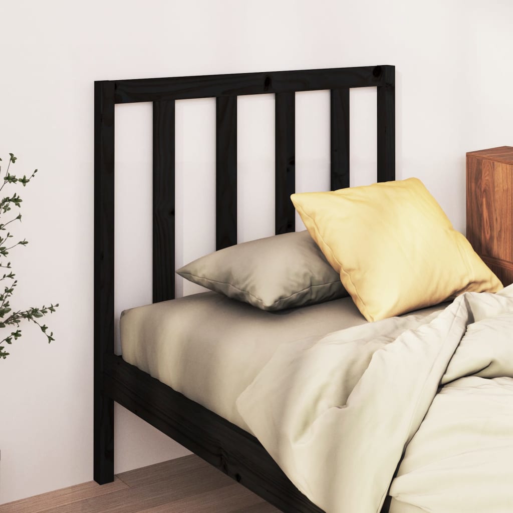 Bed Headboard Black 95x4x100cm Solid Wood Pine - Tyrell & Tyrell