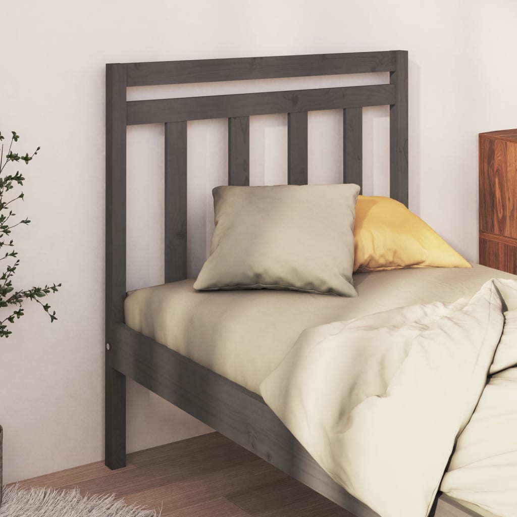 Bed Headboard Grey 95x4x100cm Solid Wood Pine - Sid & Sam