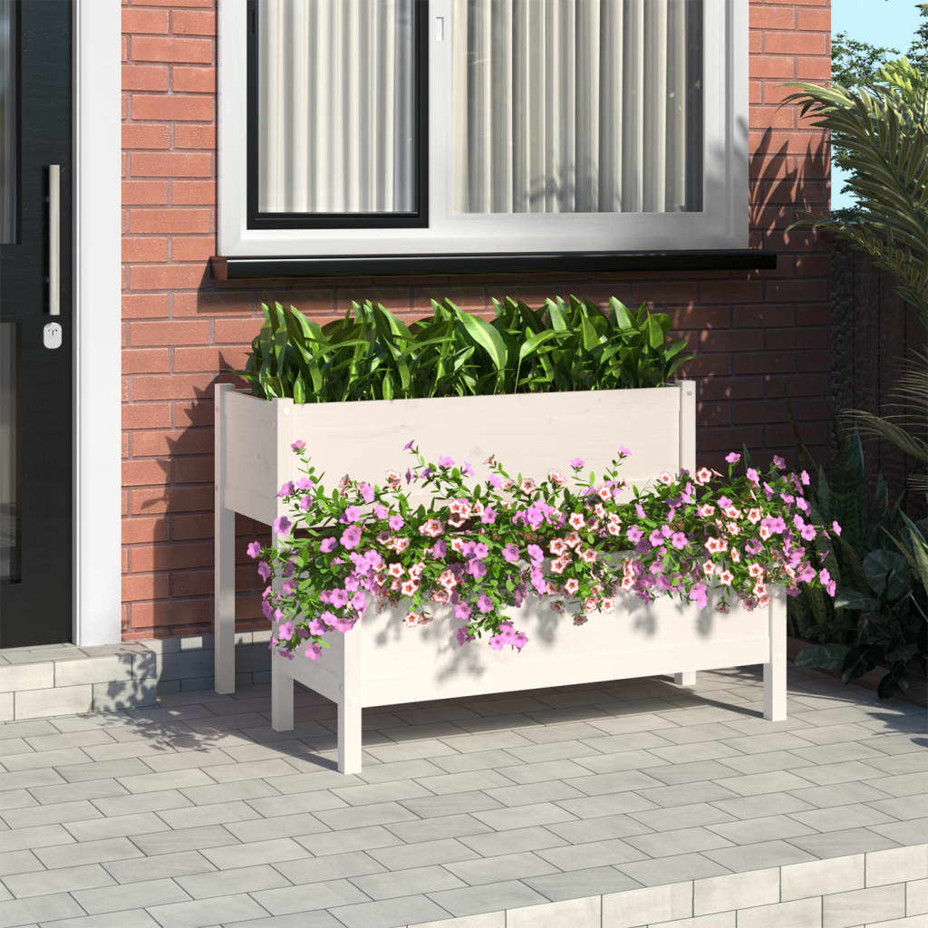 Planter White 110x84x75 cm Solid Wood Pine - Unbeatable Bargains