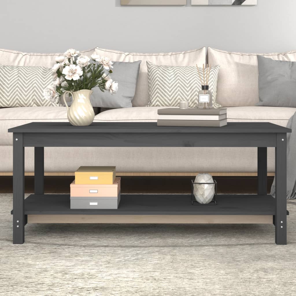 Coffee Table Grey 110x55x45 cm Solid Wood Pine - Tyrell & Tyrell