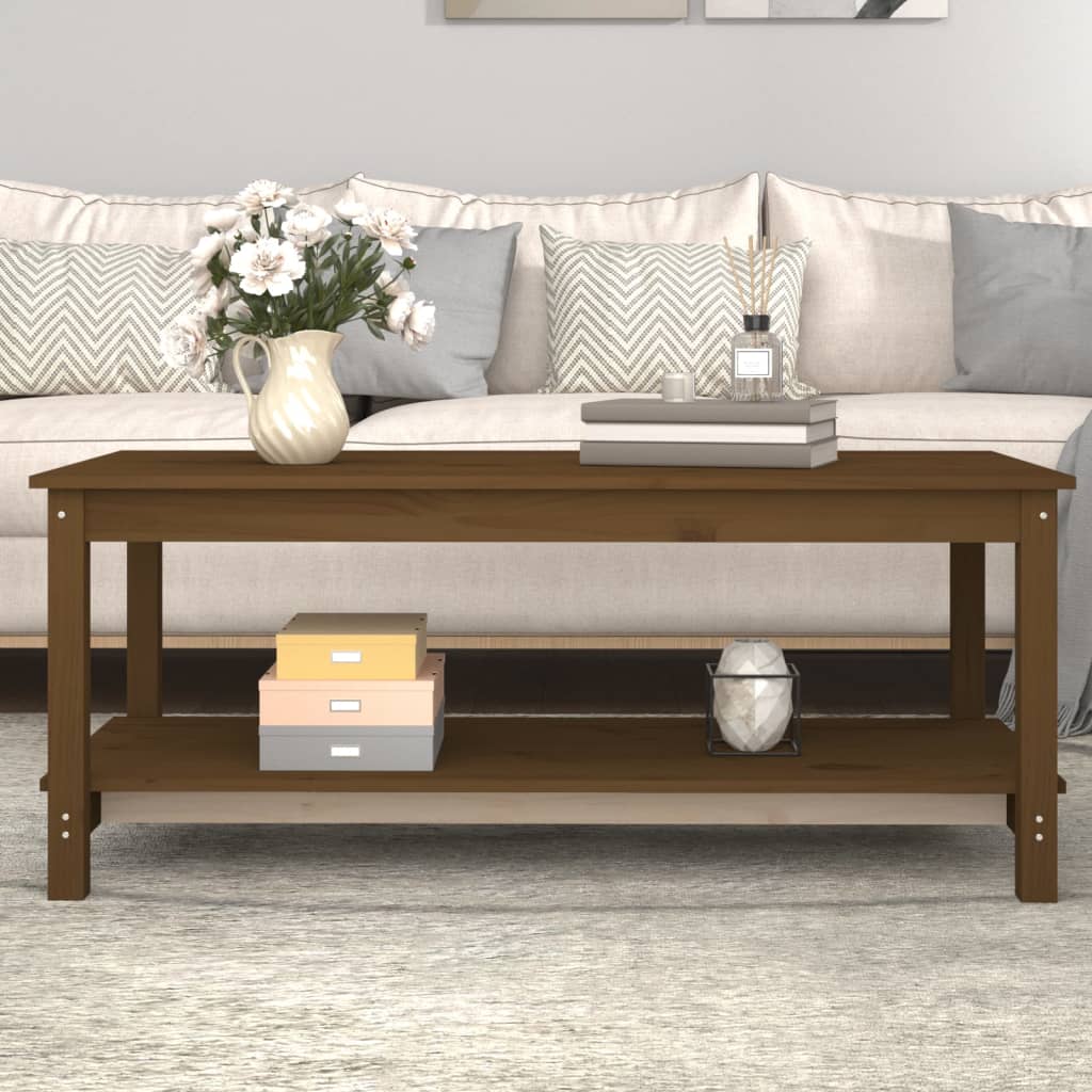Coffee Table Honey Brown 110x55x45 cm Solid Wood Pine - Sid & Sam