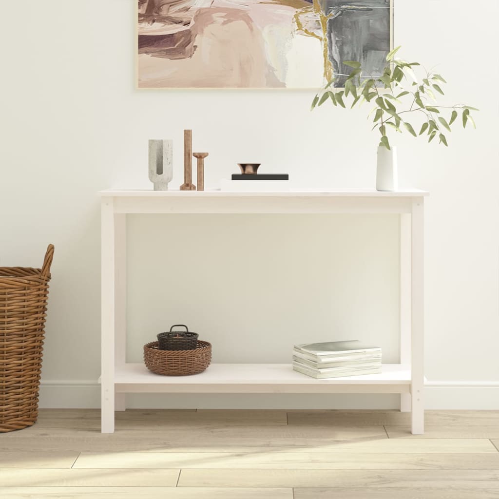 Console Table White 110x40x80 cm Solid Wood Pine - Tyrell & Tyrell