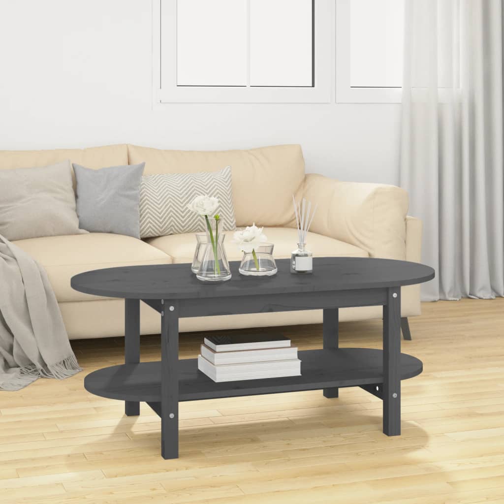 Coffee Table Grey 110x55x45 cm Solid Wood Pine - Sid & Sam