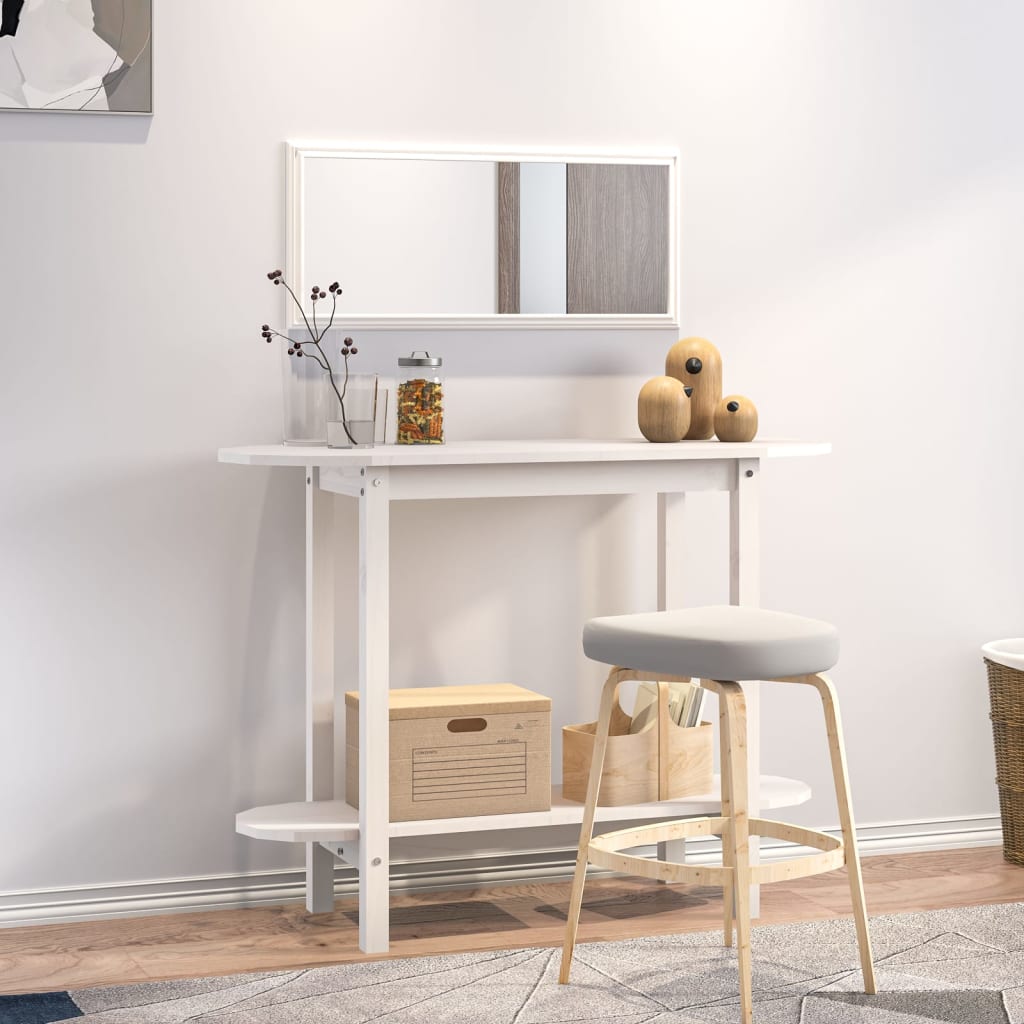 Console Table White 110x40x80 cm Solid Wood Pine - R and M Furniture