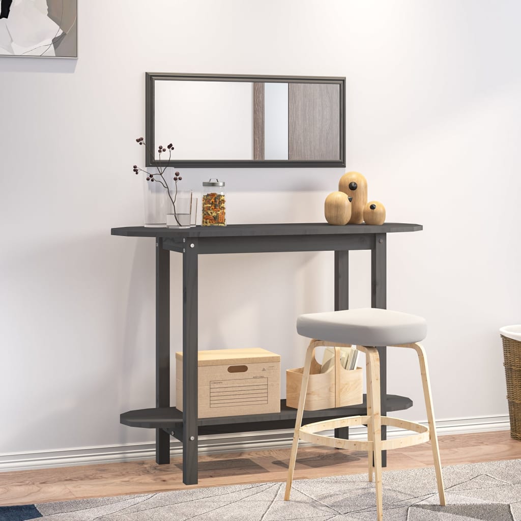 Console Table Grey 110x40x80 cm Solid Wood Pine - Sid & Sam