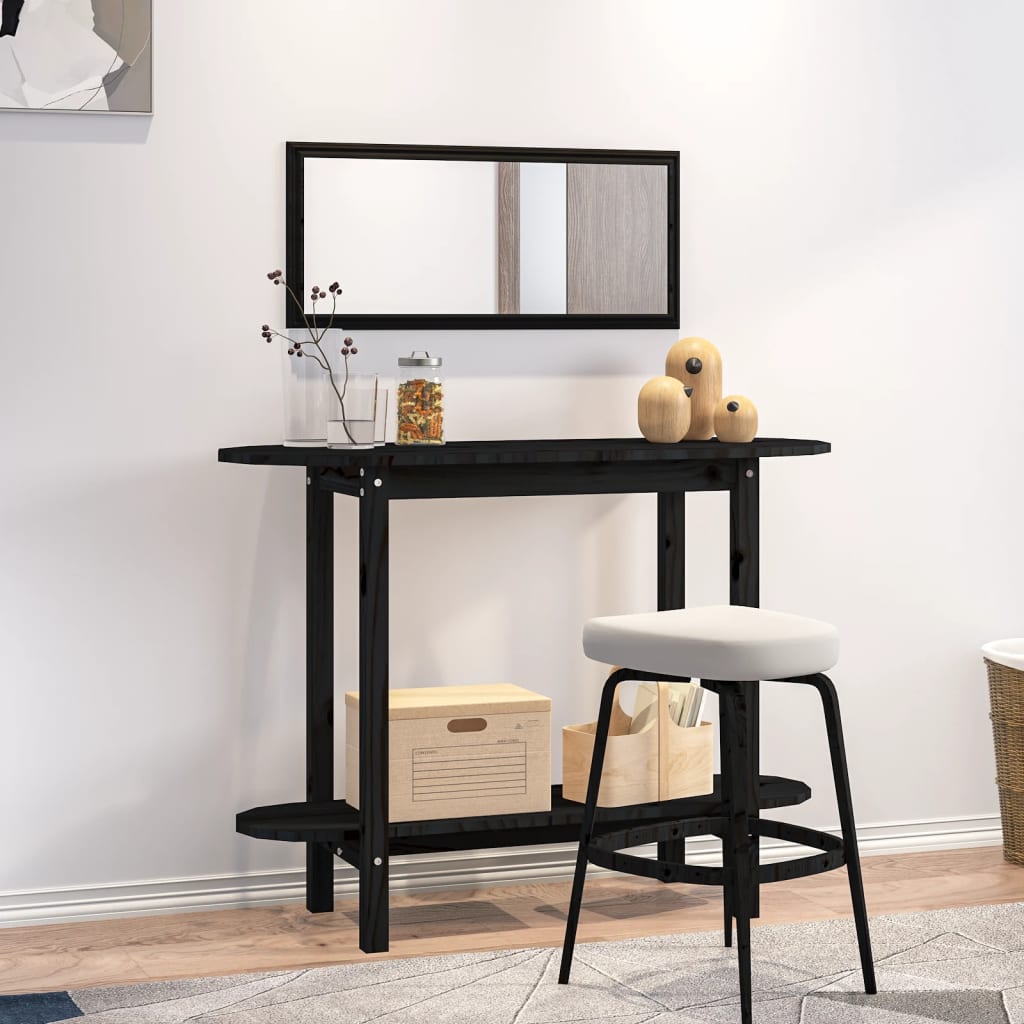 Console Table Black 110x40x80 cm Solid Wood Pine - Sid & Sam