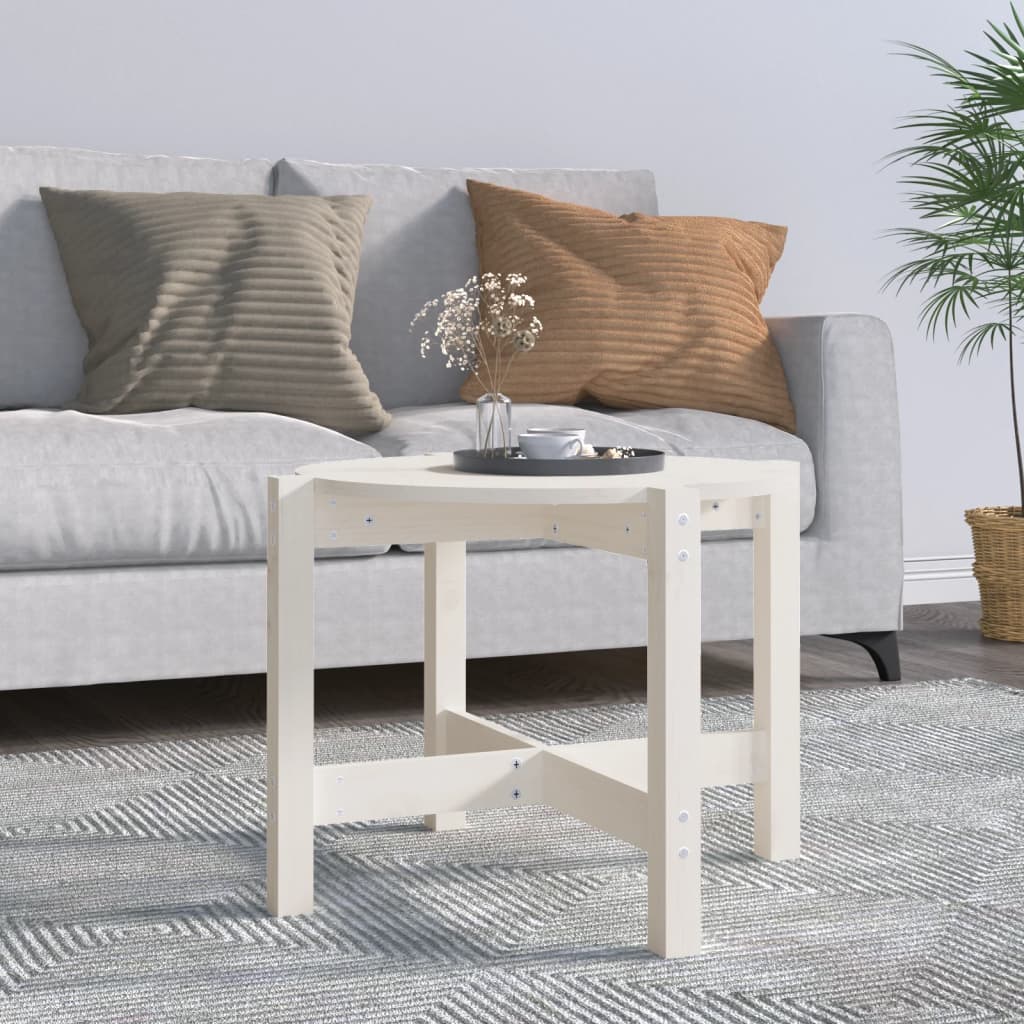Coffee Table White Ø 62.5x45 cm Solid Wood Pine - Sid & Sam