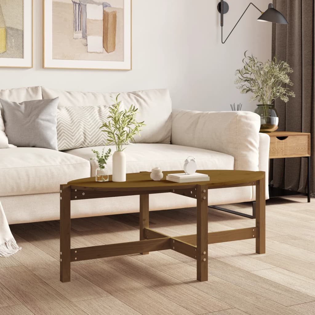 Coffee Table Honey Brown 118x63x45 cm Solid Wood Pine - Sid & Sam
