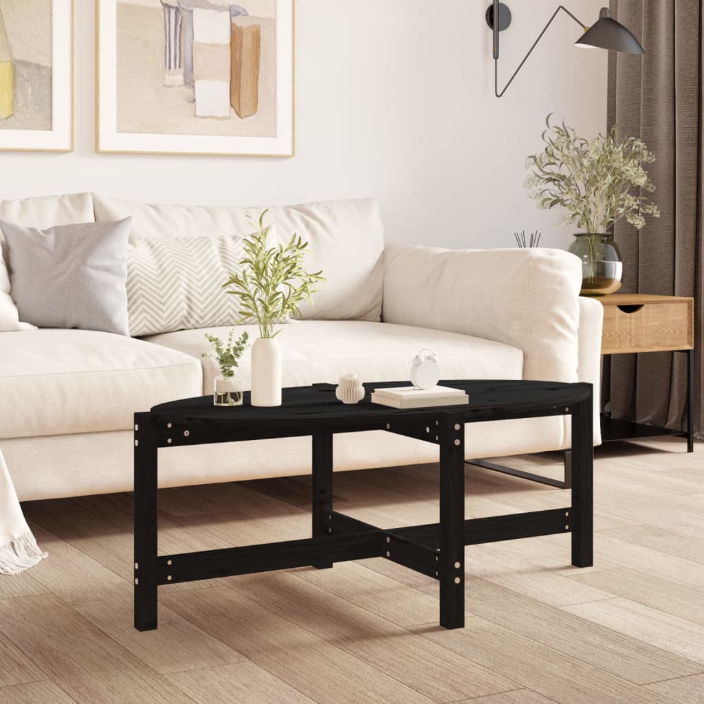 Coffee Table Black 118x63x45 cm Solid Wood Pine - R and M Furniture