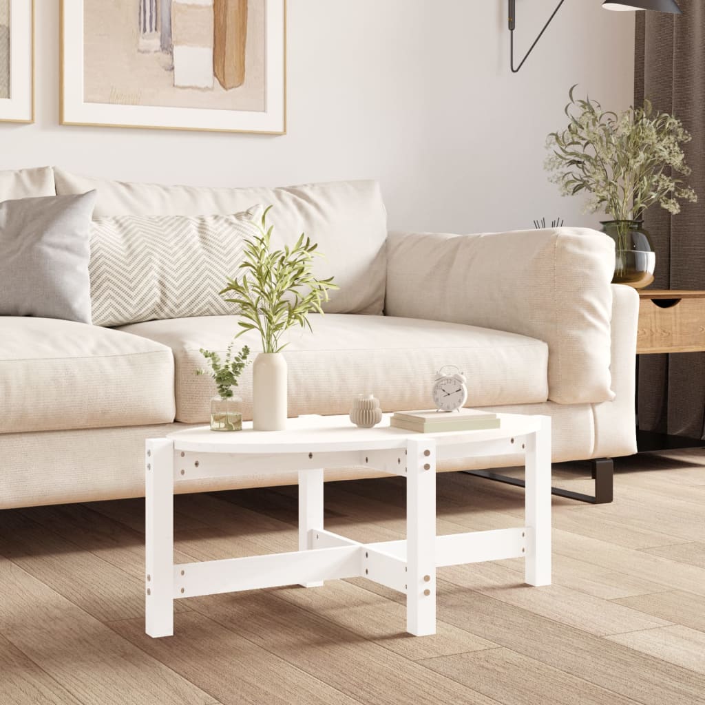 Coffee Table White 87x48x35 cm Solid Wood Pine - R and M Furniture