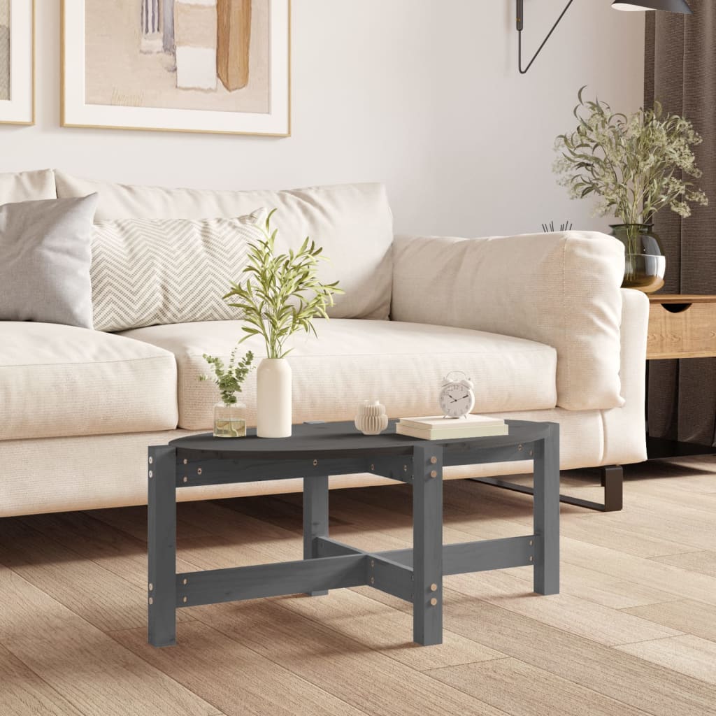 Coffee Table Grey 87x48x35 cm Solid Wood Pine - Sid & Sam