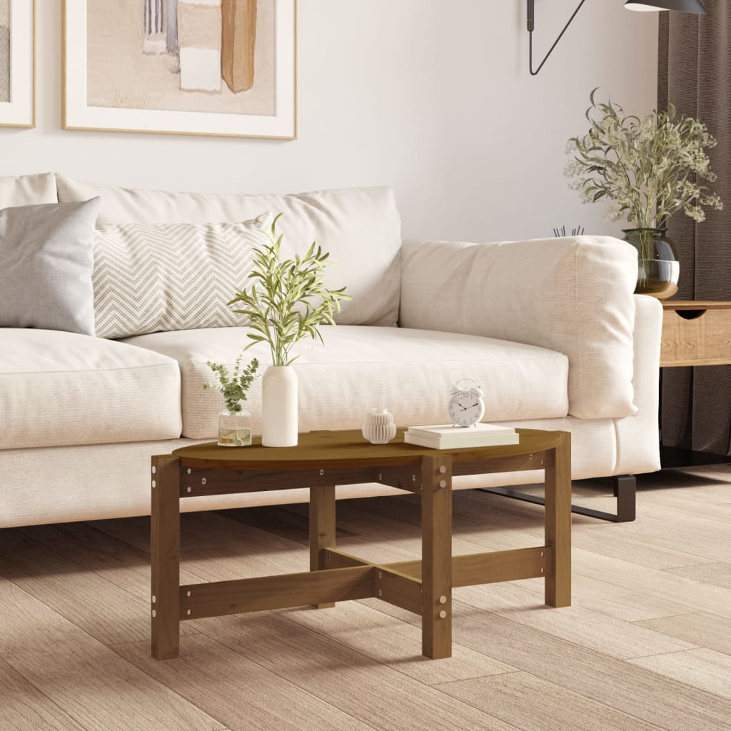 Coffee Table Honey Brown 87x48x35 cm Solid Wood Pine - Tyrell & Tyrell