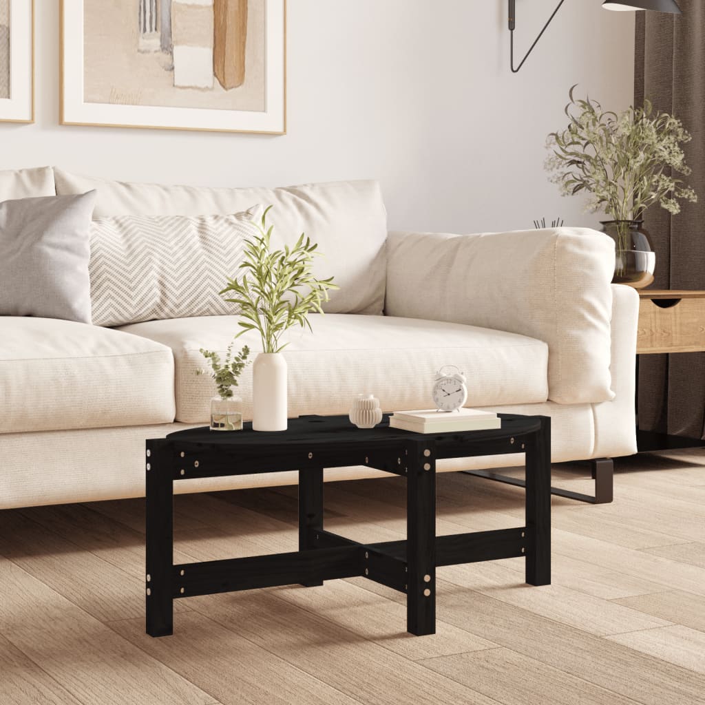 Coffee Table Black 87x48x35 cm Solid Wood Pine - Unbeatable Bargains