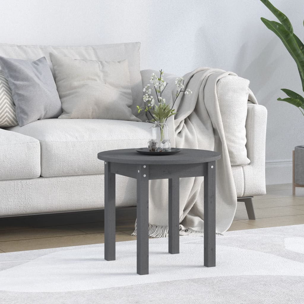 Coffee Table Grey Ø 45x40 cm Solid Wood Pine - Unbeatable Bargains