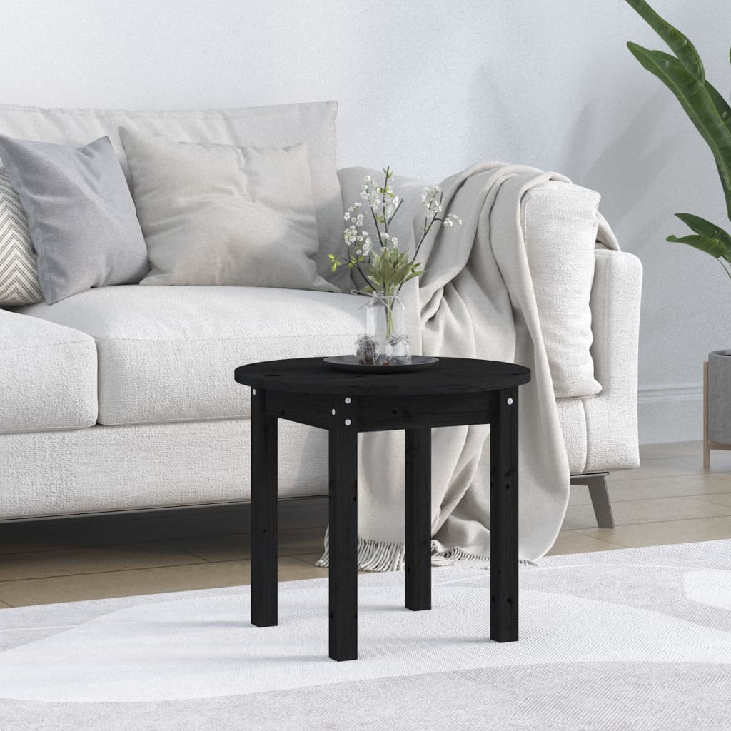Coffee Table Black Ø 45x40 cm Solid Wood Pine - Sid & Sam
