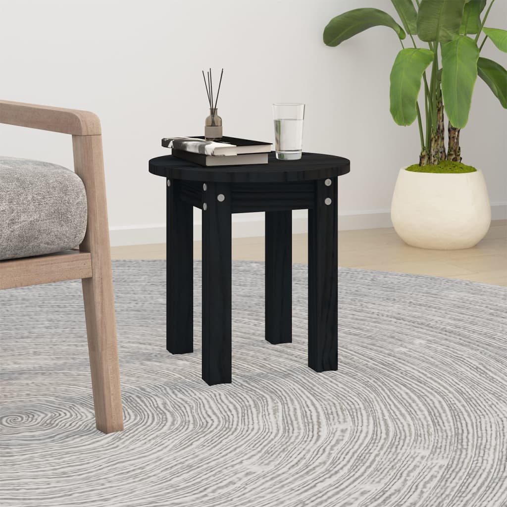 Coffee Table Black Ø 35x35 cm Solid Wood Pine - Sid & Sam