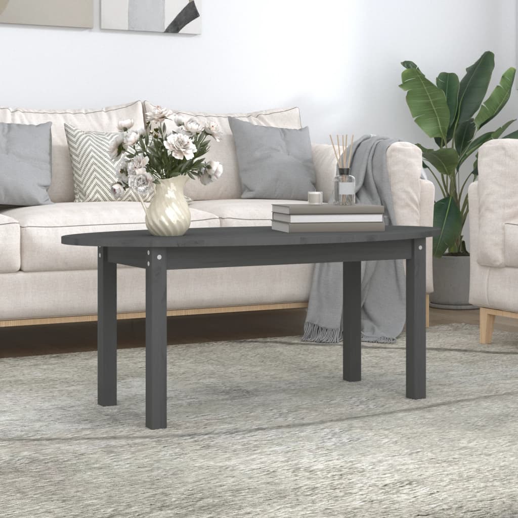Coffee Table Grey 110x55x45 cm Solid Wood Pine - Decor Base
