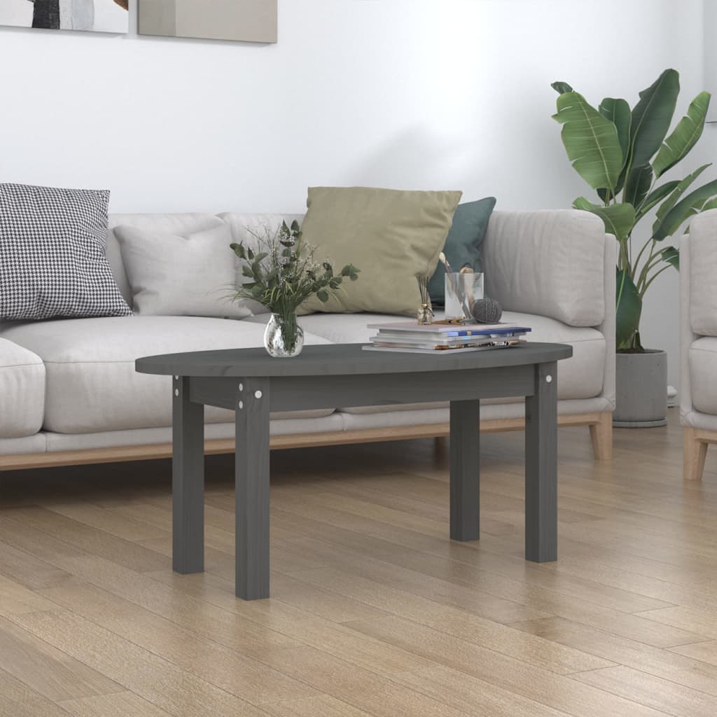 Coffee Table Grey 80x40x35 cm Solid Wood Pine - Millennium Furniture