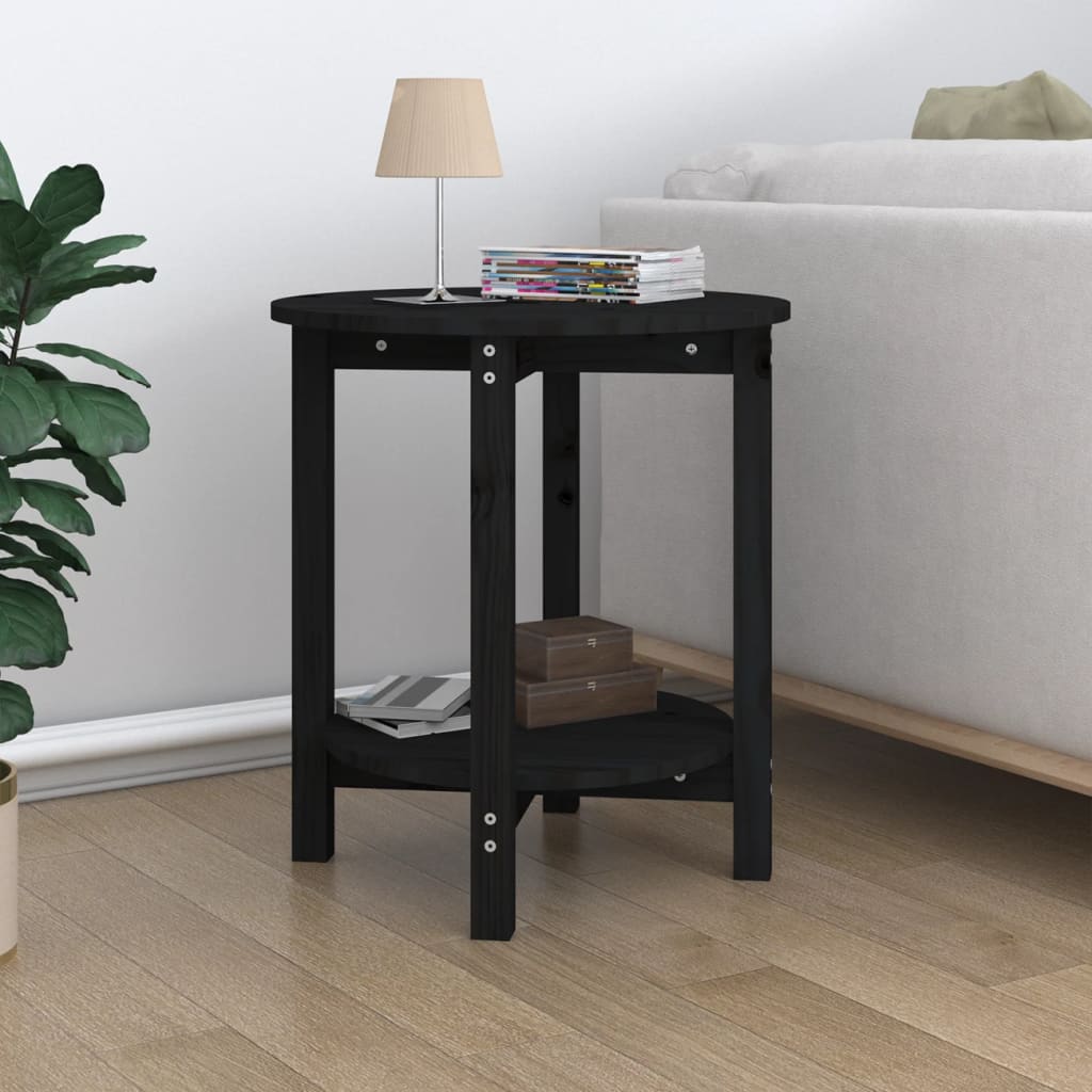Coffee Table Black Ã ̃ 55x60 cm Solid Wood Pine - Millennium Furniture