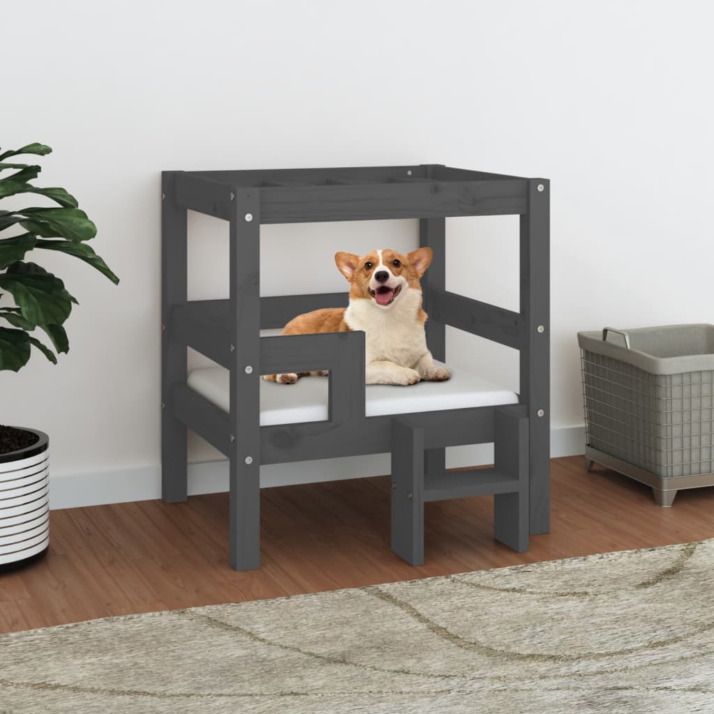 Dog Bed Grey 55.5x53.5x60 cm Solid Wood Pine - Casper Homes