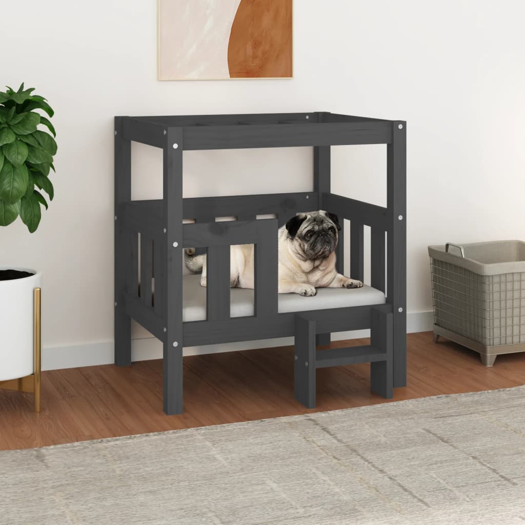Dog Bed Grey 65.5x43x70 cm Solid Wood Pine - R and M Furniture