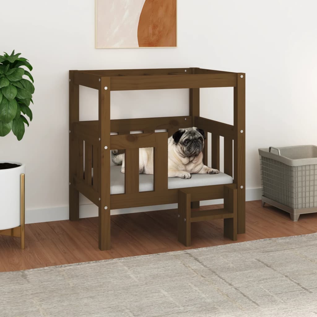 Dog Bed Honey Brown 65.5x43x70 cm Solid Wood Pine - Millennium Furniture