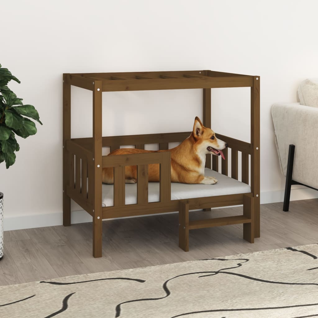 Dog Bed Honey Brown 95.5x73.5x90cm Solid Wood Pine - Merkel Designers