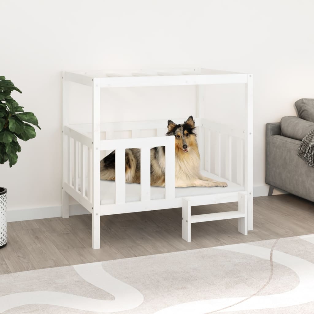 Dog Bed White 105.5x83.5x100 cm Solid Wood Pine - Style and Chic