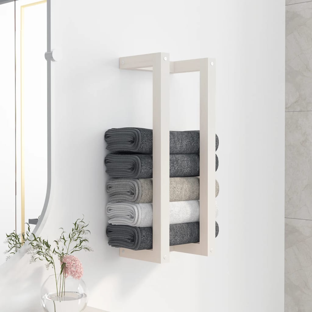 White Solid Wood Pine Towel Rack - Merlin Deals