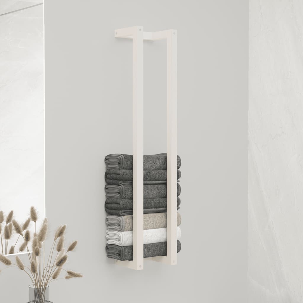 Towel Rack White 23x18x110 cm Solid Wood Pine - Merkel Designers