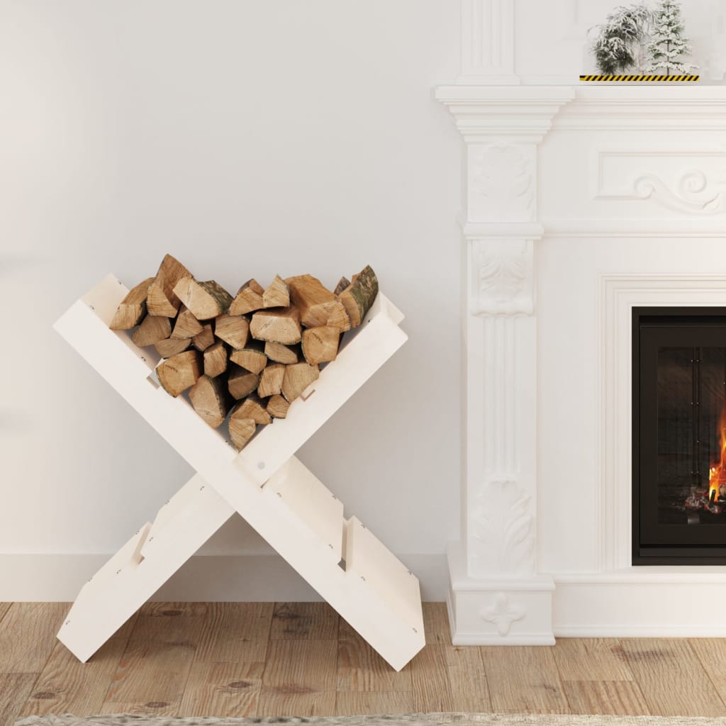 Log Holder White 47x39.5x48 cm Solid Wood Pine - Sid & Sam