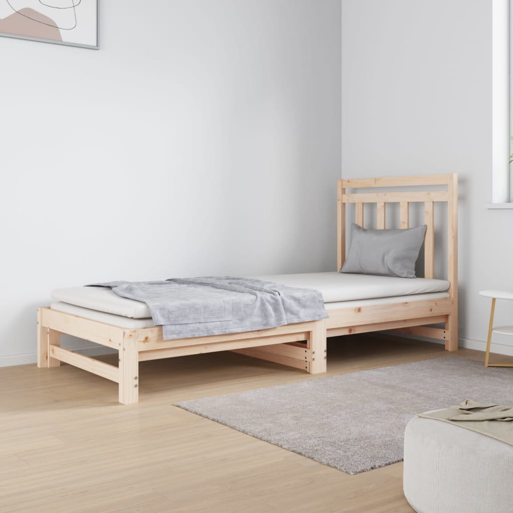 Pull-out Day Bed 2x(90x190) cm Solid Wood Pine - Unbeatable Bargains