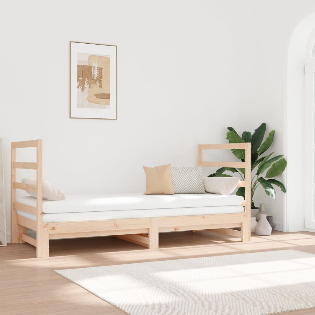 Pull-out Day Bed 2x(90x190) cm Solid Wood Pine - Direct Imports