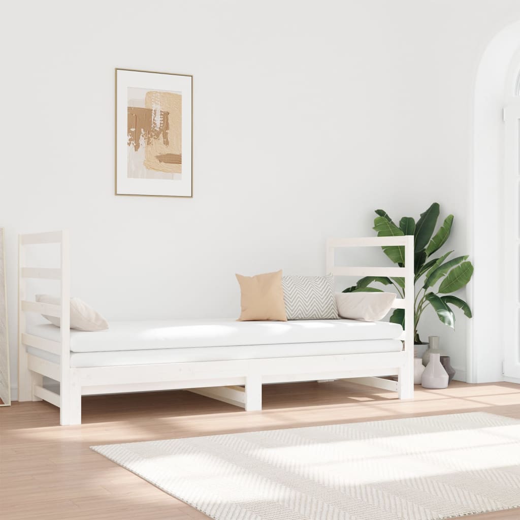 Pull-out Day Bed White 2x(90x190) cm Solid Wood Pine - Sid & Sam
