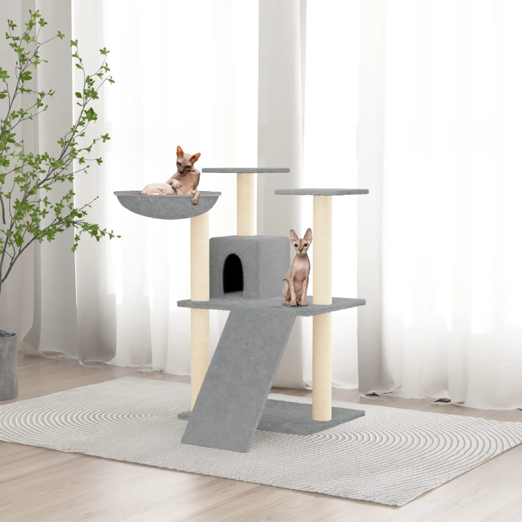 Cat Tree with Sisal Scratching Posts Light Grey 83 cm - All Things Good