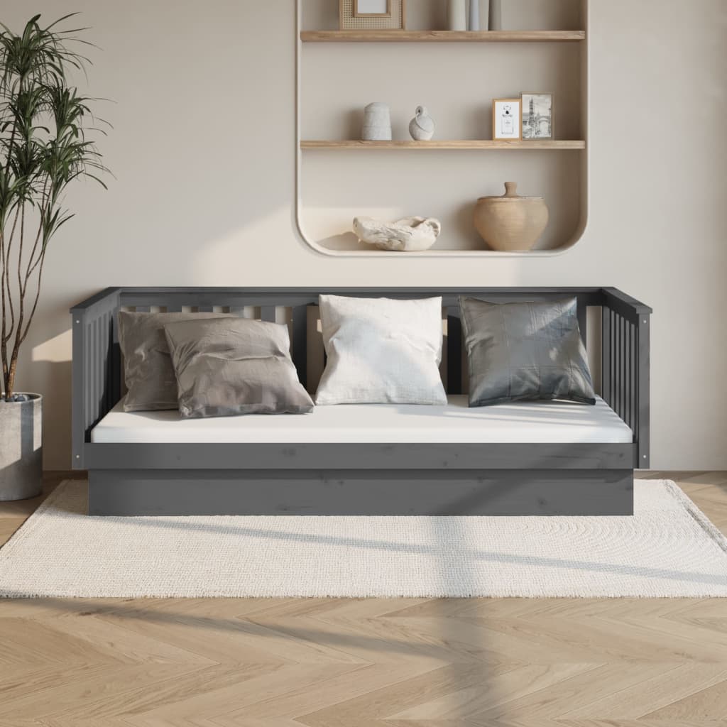 Day Bed Grey 100x200 cm Solid Wood Pine - Tyrell & Tyrell