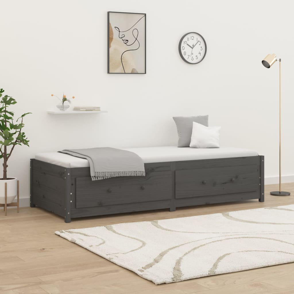 Day Bed Grey 90x200 cm Solid Wood Pine - Unbeatable Bargains