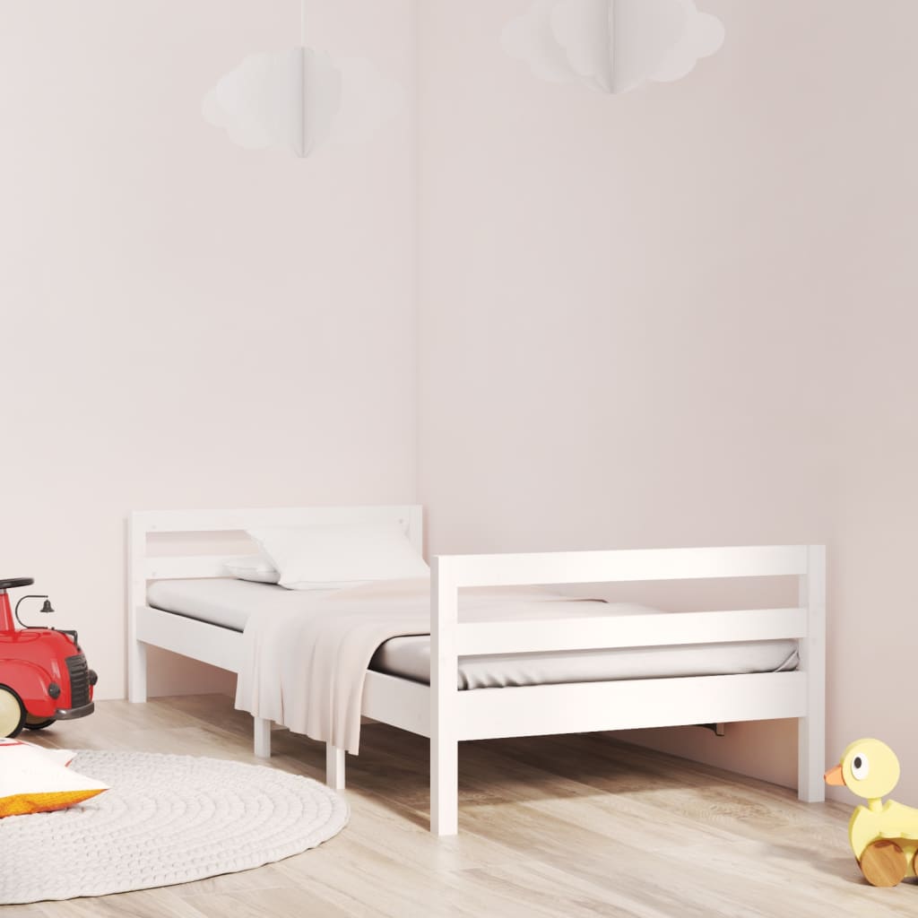 Bed Frame White 90x200 cm Solid Wood Pine - R and M Furniture