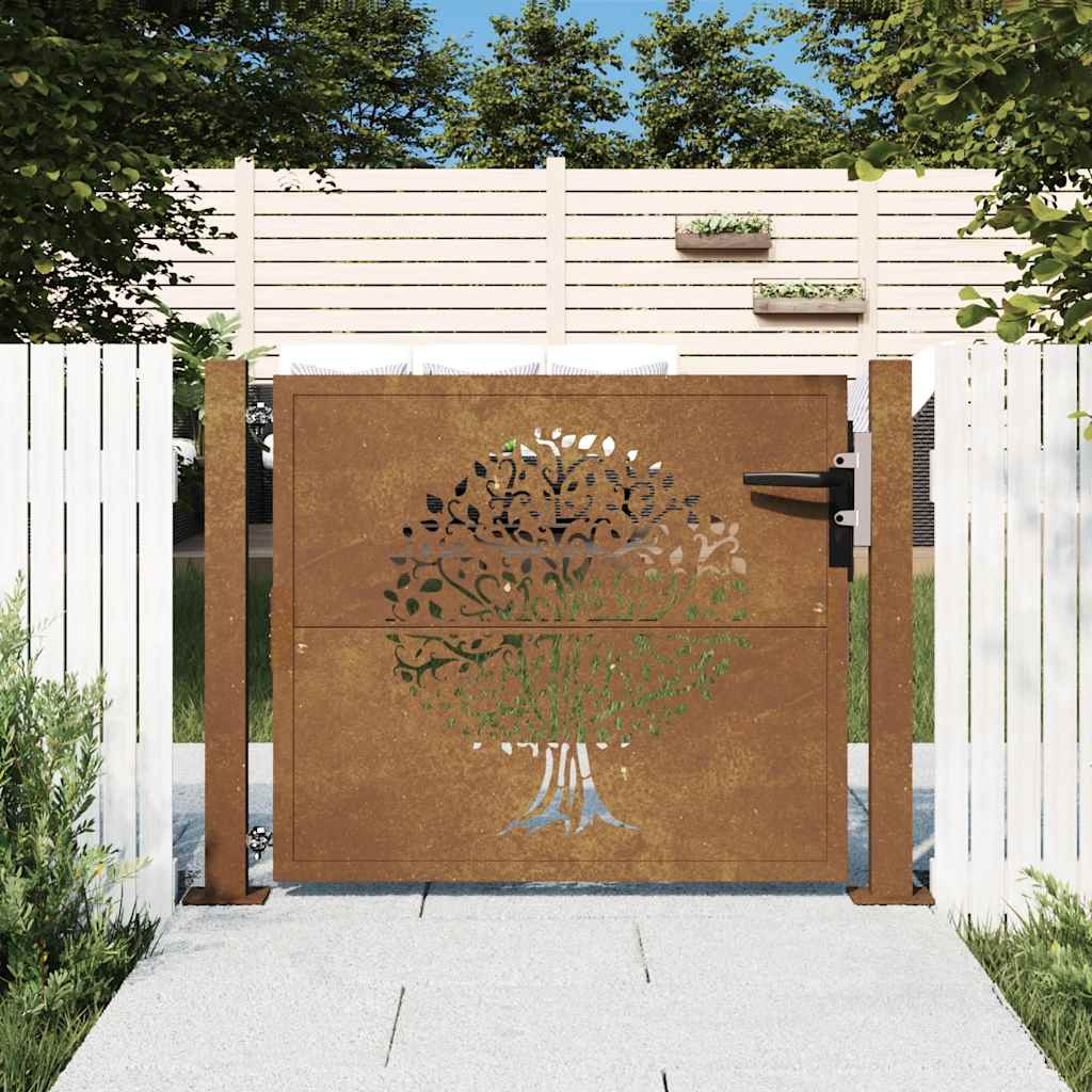 Garden Gate 105x80 cm Corten Steel Tree Design - The Home Maker