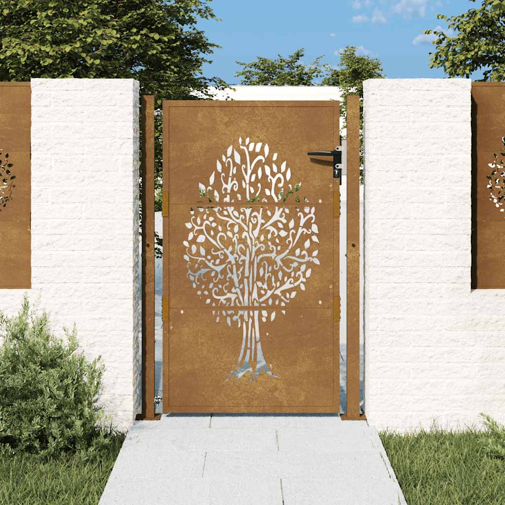 Garden Gate 105x130 cm Corten Steel Tree Design - The Home Maker