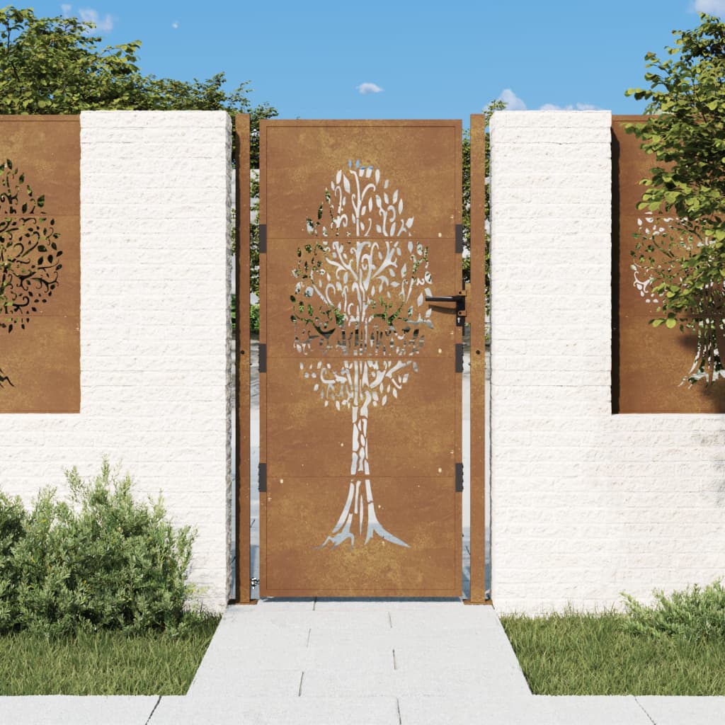 Garden Gate 105x180 cm Corten Steel Tree Design - Millennium Furniture