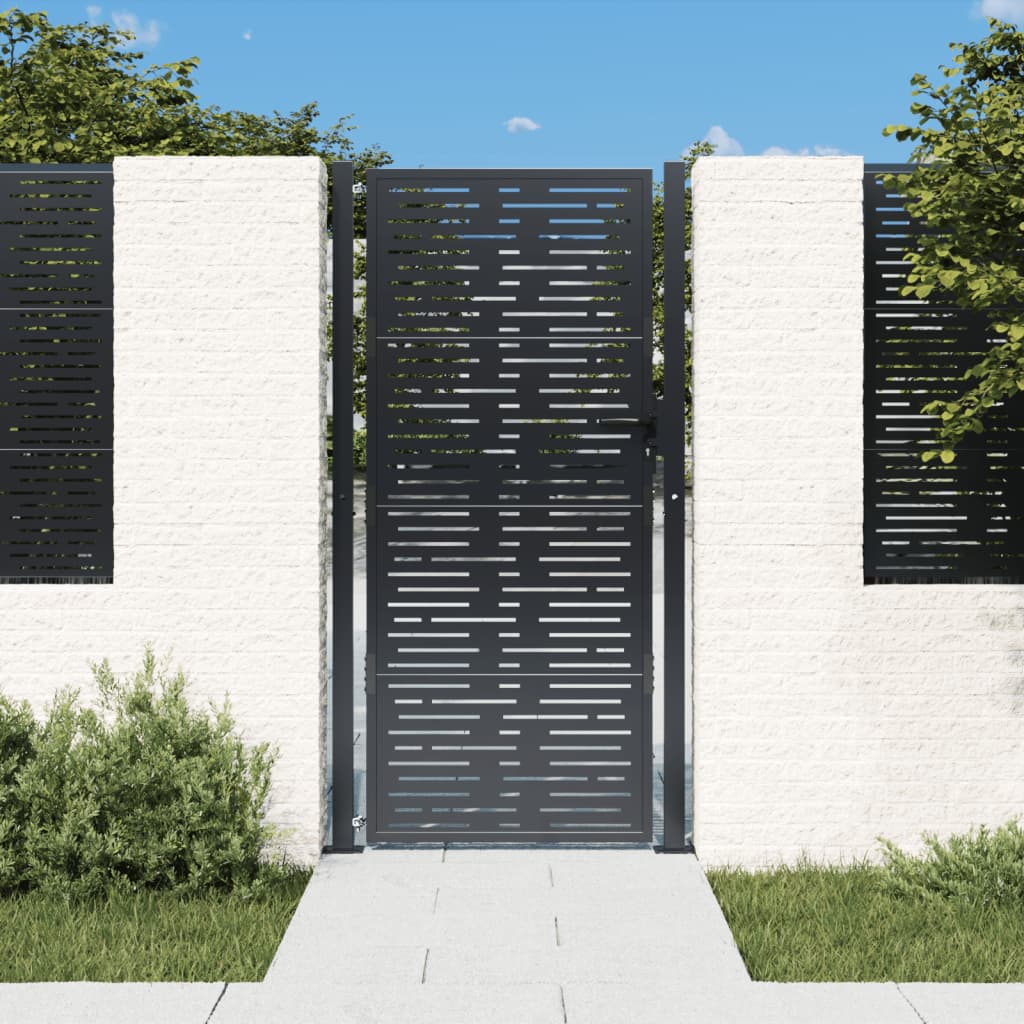 Garden Gate Anthracite 105x180 cm Steel Square Design - Decor Base