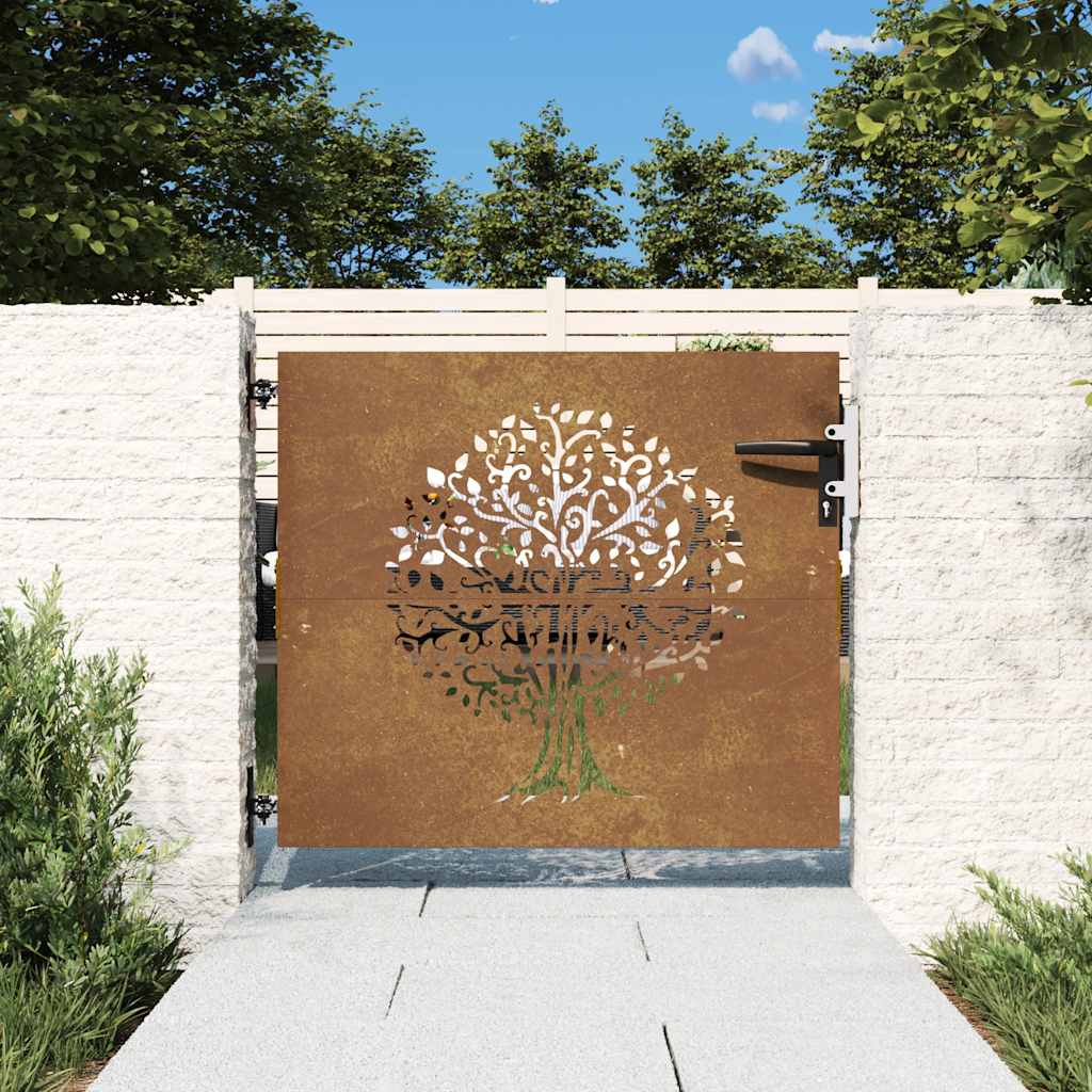 Garden Gate 85x75 cm Corten Steel Tree Design - Unbeatable Bargains