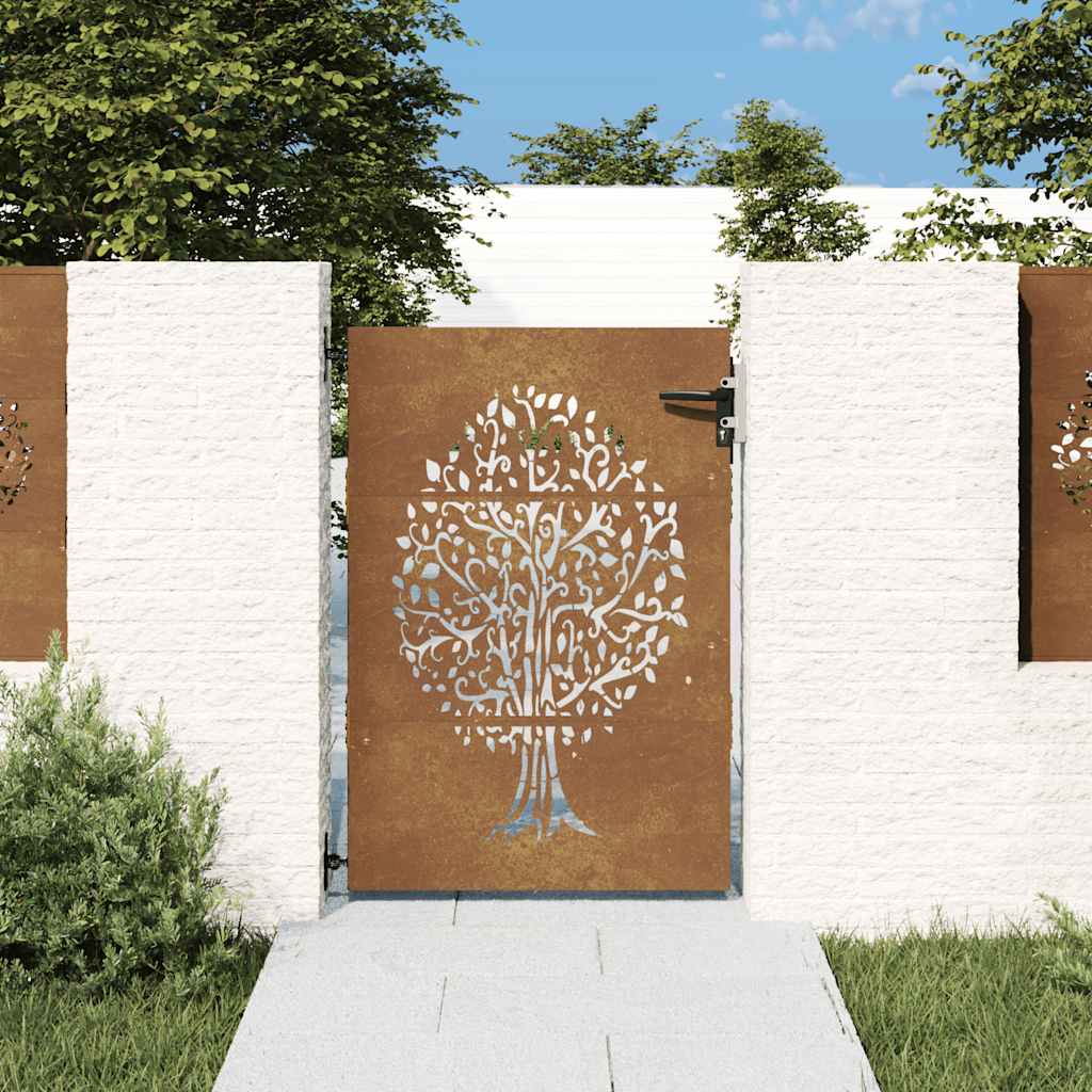 Garden Gate 85x125 cm Corten Steel Tree Design - Merkel Designers